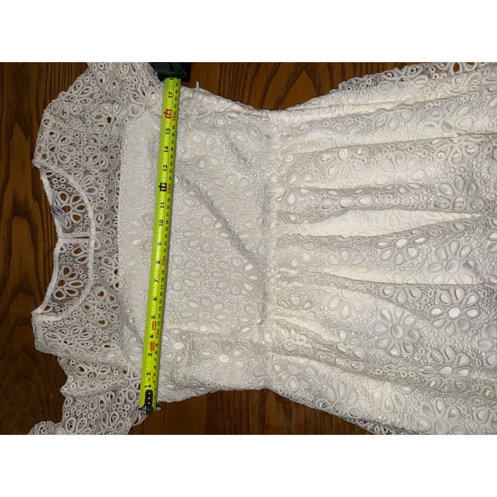 JACK‎ by BB Dakota White Lace Bell Sleeve Fit Flare Dress Size 6 - Picture 4 of 8